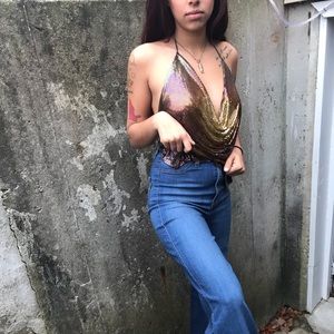 vintage ombre metal mesh halter top